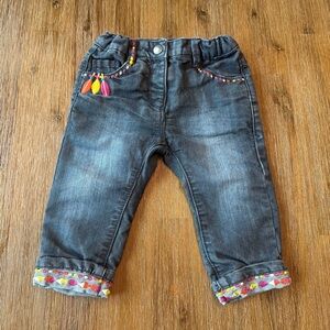 3/20$ Baby Lined Jeans with Colourful Accents size 9 months